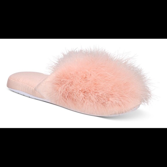 INC Wedge Faux Marabou Slippers S M L - Picture 2 of 5